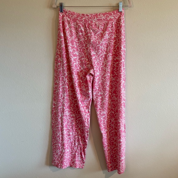 Lilly Pulitzer 2-Piece Pajama Set Buttondown Top & Pants Women Medium Pink Bows - Picture 8 of 9